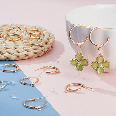 12Pcs Brass Ring Stud Earring Findings KK-BC0011-04-1