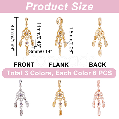 DICOSMETIC 18Pcs 3 Colors Rack Plating Alloy European Dangle Charms FIND-DC0001-25-1