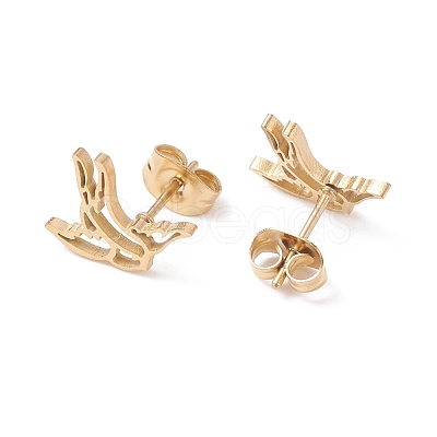 Swallow Shape 304 Stainless Steel Stud Earrings for Women EJEW-Z017-12G-1