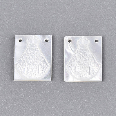 Natural White Shell Mother of Pearl Shell Pendants SSHEL-S264-002B-1