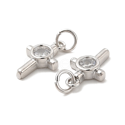 Brass Micro Pave Cubic Zirconia Charms KK-E068-VB239-1