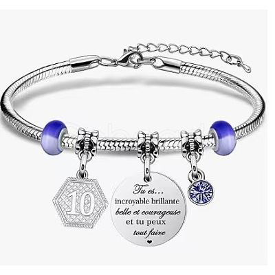Birthday 201 Stainless Steel Charm Bracelets FS-WGBAA71-19-1