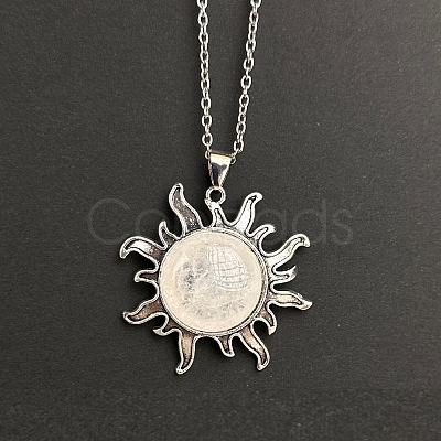 Natural Quartz Crystal Sun Pendant Alloy Chain Vintage Necklaces WB3716-9-1