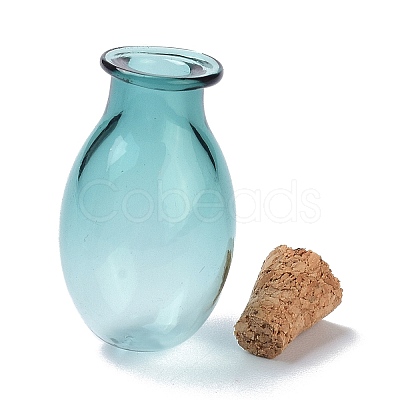 Oval Glass Cork Bottles Ornament X1-AJEW-O032-03G-1
