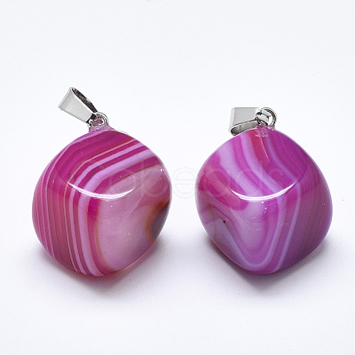Natural Banded Agate/Striped Agate Pendants G-T122-19B-1