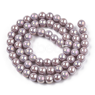 Electroplate Opaque Glass Beads Strands GLAA-T032-P10mm-AB07-1