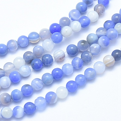 Natural Blue Chalcedony Beads Strands X-G-G765-30-10mm-1