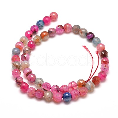 Dyed Natural Agate Faceted Round Beads Strands G-E267-31-1