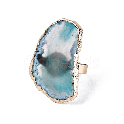 Natural Agate Cuff Rings RJEW-Q035-02G-1