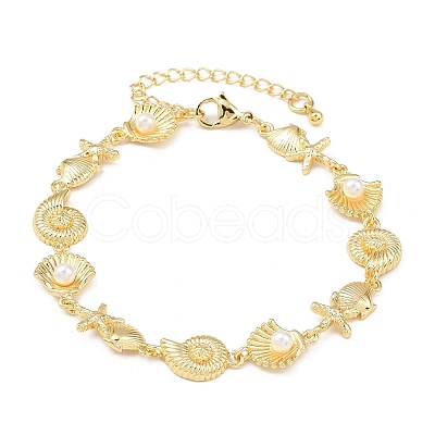 Brass Link Chain Bracelets for Women BJEW-A090-07A-G-1