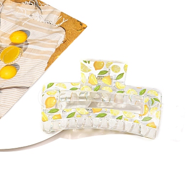 Rectangle Printed Plastic Claw Hair Clips PW-WG4034F-07-1