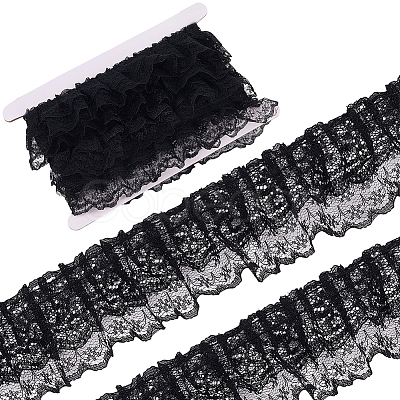 10M Double Layer Polyester Flower Lace Trim Ribbon OCOR-GF0004-58B-1