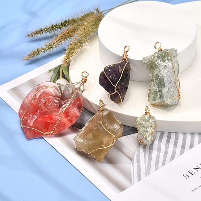 Natural Mixed Gemstone Pendants PALLOY-JF00914-1