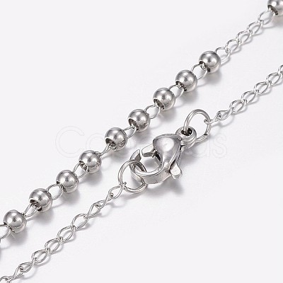 Non-Tarnish 304 Stainless Steel Rosary Bead Necklaces NJEW-I205-14P-1