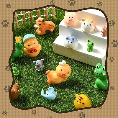 15Pcs 15 Styles Resin 3D Animal Figurines RESI-YW0001-94-1