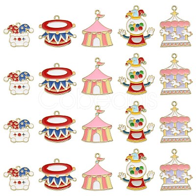 30Pcs 5 Styles Circus Theme Alloy Enamel Pendants ENAM-CJ0004-78-1