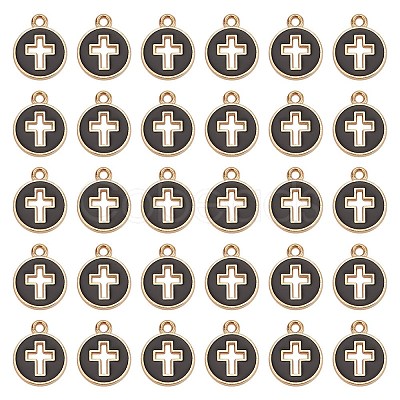 100Pcs Light Gold Plated Alloy Enamel Pendants ENAM-AR0001-75-1