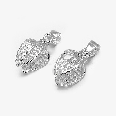 Filigree Leaf Rack Plating Brass Pendant Pinch Bails X-KK-L102-16S-1