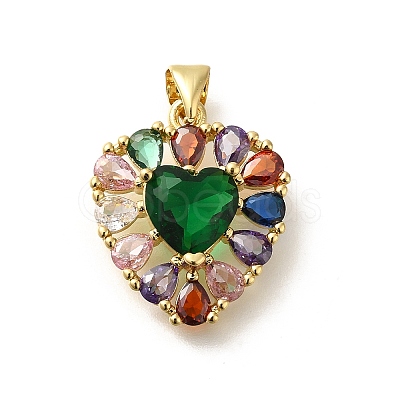 Rack Plating Brass with Cubic Zirconia Pendants KK-Z086-15G-06-1