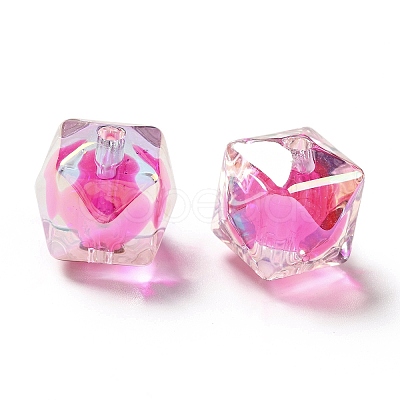 Two Tone UV Plating Rainbow Iridescent Acrylic Beads TACR-D010-02I-1