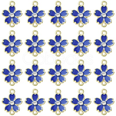 20Pcs Alloy Enamel 5-Petal Flower Connector Charms FIND-YW0009-33F-1
