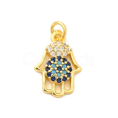 Real 18K Gold Plated Rack Plating Brass Micro Pave Cubic Zirconia Pendants Charms KK-S396-01J-1