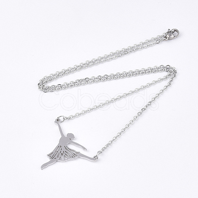 Non-Tarnish 201 Stainless Steel Pendant Necklaces NJEW-T009-JN110-1-40-1