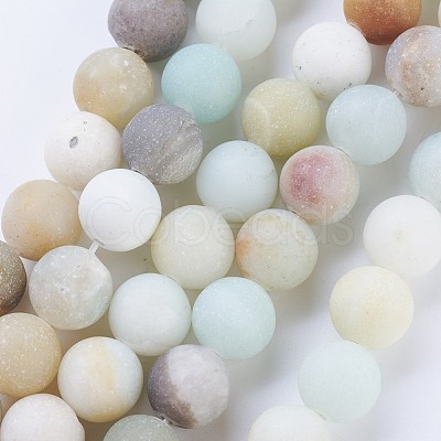 Frosted Natural Flower Amazonite Round Bead Strands X-G-J363-01-8mm-1