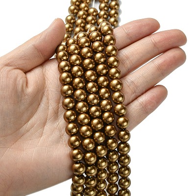 Eco-Friendly Dyed Glass Pearl Round Beads Strands HY-A002-8mm-RB037-1