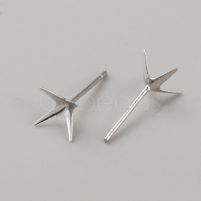 Rhomdium Plated 925 Sterling Silver Stud Earring Findings LS-STER-WH0009-15D-P-1