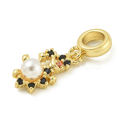 Rack Plating Brass & Cubic Zirconia & ABS Plastic Pearl European Pendants KK-Z067-61A-G-1