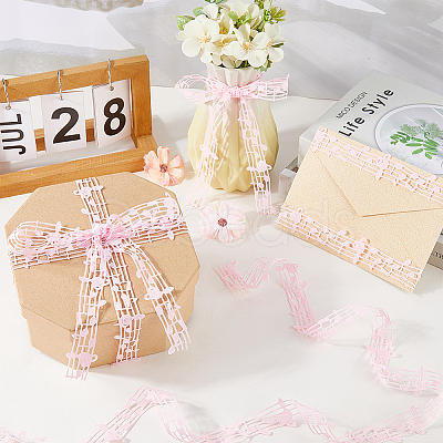 20 Yards Polyester Musical Note Lace Trim Ribbon OCOR-GF0004-44D-1