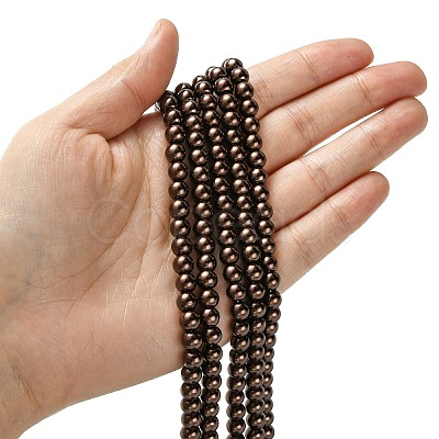 Eco-Friendly Dyed Glass Pearl Round Bead Strands HY-A008-6mm-RB039-1