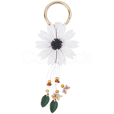 Leather and Alloy Keychain HJEW-WH20022-04B-01-1