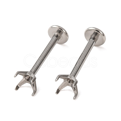 304 Stainless Steel Prong Earring Settings SA-CBA8B85-11B-03-1