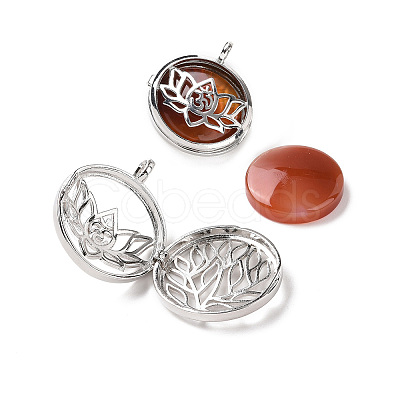 Natural Carnelian Locket Pendants G-G982-01P-18-1