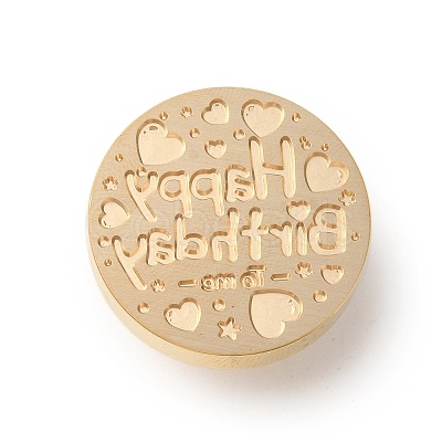 Golden Tone Wax Seal Brass Stamp Heads AJEW-U008-02G-24-1