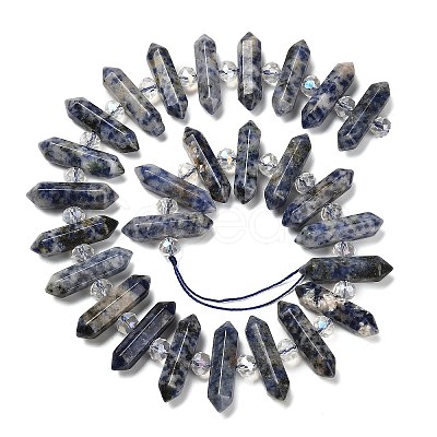 Natural Blue Spot Jasper Double Terminated Point Beads Strands G-H069-B10-01-1