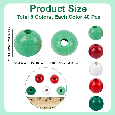 200Pcs 5 Colors Spray Painted Wood European Beads WOOD-PA0001-08-1