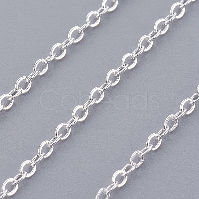 Silver Color Plated Brass Necklaces X-NJEW-SW028-28inch-S-1