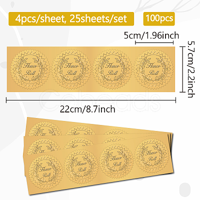 Plastic Self Adhesive Gold Foil Embossed Stickers DIY-WH0575-068-1