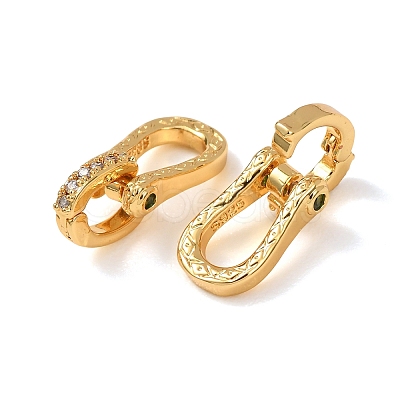Brass Micro Pave Clear Cubic Zirconia Fold Over Clasps KK-D259-11G-1