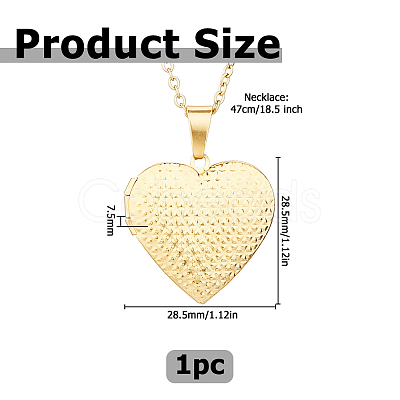 304 Stainless Steel Heart Locket Pendant Necklaces for Photo NJEW-WH0020-97B-1