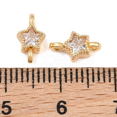 Brass Pave Clear Cubic Zirconia Connector Charms KK-CBA2DE6-04G-10-1
