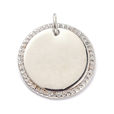 Brass Micro Pave Clear Cubic Zirconia Pendants ZIRC-L091-072P-1