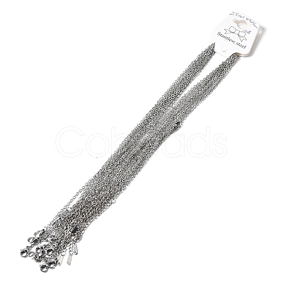 12Pcs 2.4MM 304 Stainless Steel Textured Cable Chain Necklaces for Men Women NJEW-H093-18P-04-1