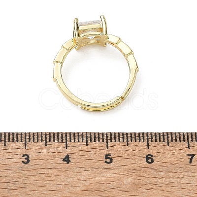 Brass & Clear Cubic Zirconia Finger Rings CU-CBA7E55-09G-1