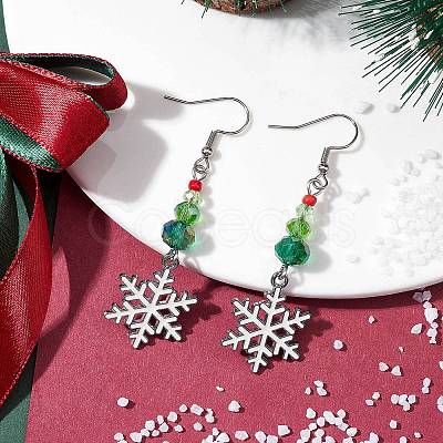 Christmas Theme Glass Dangle Earrings EJEW-TA00476-1