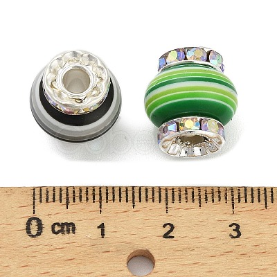 Lantern-Shaped Striped Pattern Resin Rhinestone Beads KK-Q080-02S-1