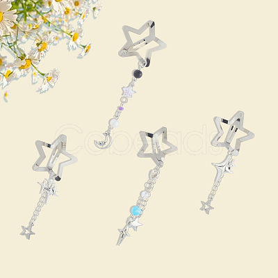 4Pcs 4 Styles Star Alloy Snap Hair Clips PHAR-CY0001-06-1